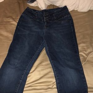 Dark denim high waisted jeans